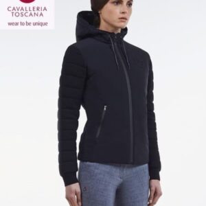 rive-equestre-Cavalleria Toscana Stretch Jersey Hooded Sweater-Noir